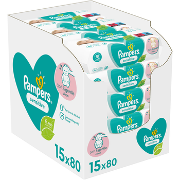 Вологі серветки Pampers Sensitive Baby Wipes 15 x 80 шт (8001841063188)