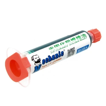 YUF Лак изоляционный Mechanic LY-UVH900, зелёный, в шприце, 10 ml (LY10 UV curing solder proof printing ink)