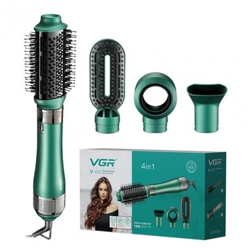 Профессиональный стайлер для волос 4 в 1 Многофункциональная Фен-щетка VGR V-493, Зеленый