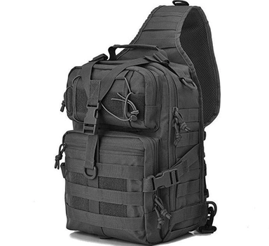 Однолямковий тактичний рюкзак Tactic міський військовий рюкзак 15 л Чорний (ta15-black)