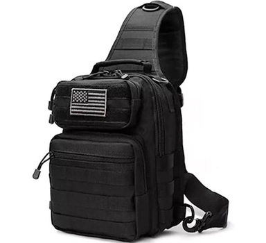 Однолямочный тактический рюкзак Tactic городской военные рюкзак 9 л Черный (ta9-black)