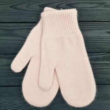 Варежки женские зимние M&JJ (ангора+вискоза+шерсть+ПА) One Size Пудрово-персиковый 4097