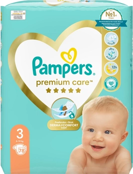 Pieluchy Pampers Premium Care Rozmiar 3 (6-10 kg) 78 szt (8006540857755)