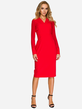 Sukienka ołówkowa damska z rozcięciem Stylove S136 86485 XL Czerwona (5903068426575)