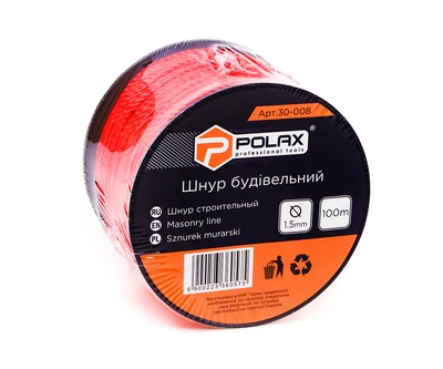 Шнур каменщика Polax для строительных работ 1,5 мм х 100 м, красный (30-008)