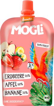 Органічне фруктове пюре Mogli Яблуко, банан, полуниця 120 г (4260311983232)