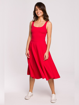 Sukienka letnia damska midi BeWear B218 1130303 XL Czerwona (5903887654203)