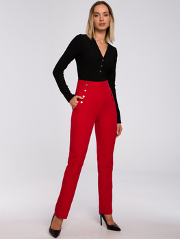 Spodnie regular fit damskie eleganckie Made Of Emotion M530 L Czerwone (5903068490545)