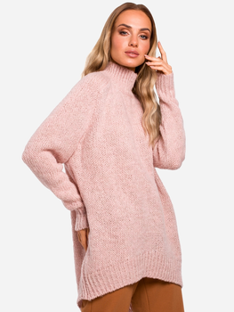 Sweter z golfem damski długi Made Of Emotion M468 S/M Różowy (5903068452093)