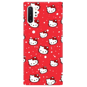 Чехол для Samsung Galaxy Note 10&nbsp;Plus ярко-красный матовый soft touch Hello Kitty (12200060259116474)