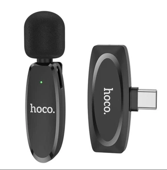 Беспроводной петличный микрофон Hoco L15 для телефона (Type-C, с подавлением шума, с ресивером, петличка) - Черный