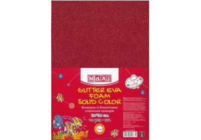 Фоаміран з блискітками 20х30см, 2мм MAXI 61620-03 червоний (10арк. в уп.) (ціна за 1 аркуш) /MX61620-03/