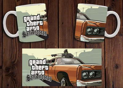 Чашка біла керамічна "GTA San Andreas" ГТА Сан Андреас ABC