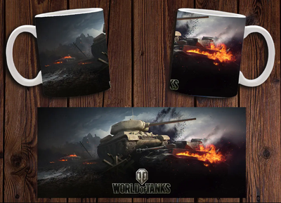 Чашка белая керамическая с принтом World of Tanks ABC