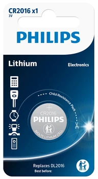Батарея Philips CR2016 LITHIUM MINICELLS B1 (блістер) (шт.)