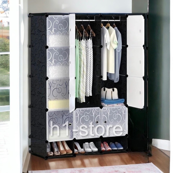 Шкаф гардероб пластиковый Storage Cube Cabinet МР 312-62А. Шкаф для вещей модульный 110x37x165 см.