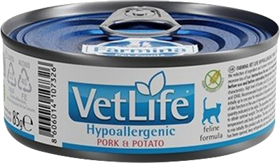 Вологий корм для котів Farmina Vet Life Natural Diet Hypoallergenic Pork and Potato 85 г (8606014107326)