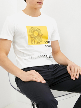 T-shirt męski z nadrukiem Antony Morato MMKS02011FA100144-1011 XL Kremowy (8052136121748)