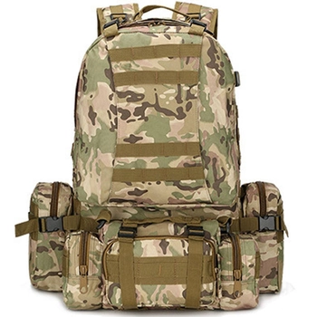 Тактичний рюкзак штурмовий з підсумками Tactic військовий рюкзак 55 літрів Мультикам (1004-multicam)