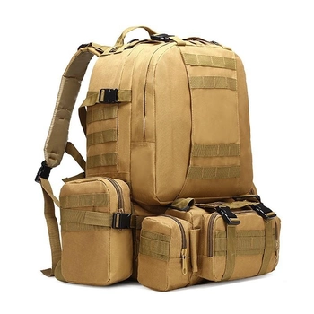 Тактический штурмовой рюкзак с подсумками Tactic военный рюкзак 55 литров Койот (1004-coyote)