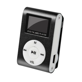 Портативный мини MP3-плеер c дисплеем и разъемом под MicroSD, Черный