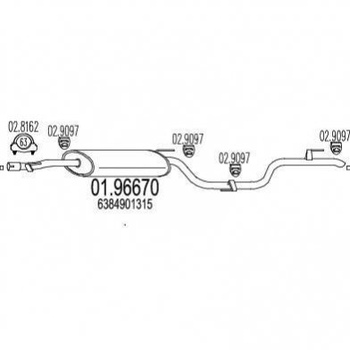 Глушитель MTS 0196670 Mercedes Vito, V-Class 6384901315, A6384901315