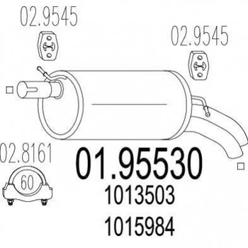 Глушник MTS 0195530 Ford Galaxy; Volkswagen Sharan 1013503, 1015984, 1029673