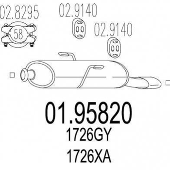 Глушник MTS 0195820 Peugeot 206 1726GY, 1726XA, 1726Y1