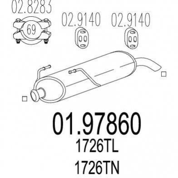 Глушник MTS 0197860 Peugeot 206 1730HJ, 1726TN, 1726TL