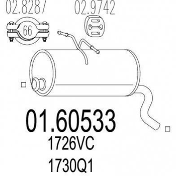 Глушитель MTS 0160533 Citroen Berlingo; Peugeot Partner 1730Q1, 1726VE, 1726VC