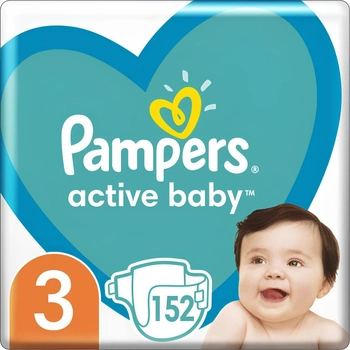 Pieluchy Pampers Active Baby Rozmiar 3 (6-10 kg) 152 szt (8001090951533)