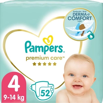 Pieluchy Pampers Premium Care Rozmiar 4 (9-14 kg) 52 szt (4015400278818)