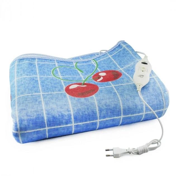 Електропростирадло Electric Blanket 150x180 см, рівномірний обігрів 18 рівнів, низьке енергоспоживання, синій з вишневими клітинками