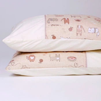 Наволочки&nbsp;40*60 набір 2 шт Creamy Cat Кремовий