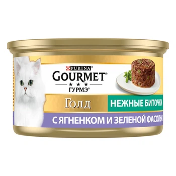 Консервований корм Purina Gourmet Ніжні биточки з ягням та зеленими бобами 12 шт х 85 г (7613035442276-12)