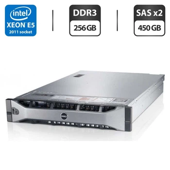 Сервер Dell PowerEdge R720 2U Rack / 2x Intel Xeon E5-2660 v2 (10 (20) ядер по 2.2-3 GHz) / 256 GB DDR3 / 2x 450 GB SAS / iRMC S3 Graphics / Два блока питания 750W б/у