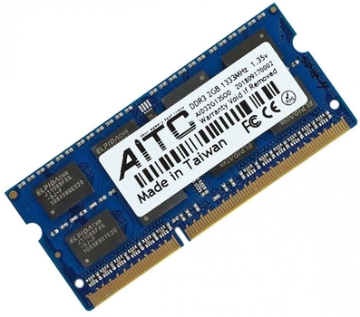 Оперативная память DDR3L-1333 2Gb SODIMM для ноутбука PC3L-10600 1.35V AITC AID32G13SOD-L 2048MB (770008502)