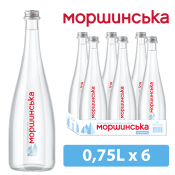 Упаковка мінеральної природної столової негазовоної води "Моршинська" Преміум 0,75 л х 6 пляшок