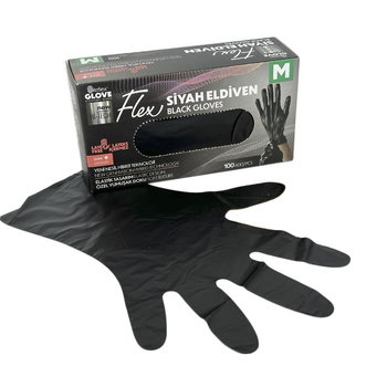 Одноразовые перчатки Flex,TPE, черный, М, 100 шт Reflex
