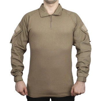 Тактическая рубашка Lesko A655 Sand Khaki 5XL убакс мужская хлопковая с отверстиями для налокотников