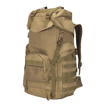 Рюкзак для туризма AOKALI Outdoor A51 50L Sand с одним отделом на заклепках и наружными карманами