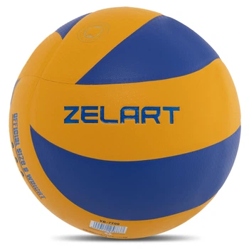 М'яч волейбольний ZELART VB-7700 №5 PU клеєний жовтий-синій