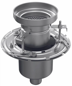 Двухкорпусный mini трап Dm160с (вертикальным/горизонтальным) выпуском DN50 (с сифоном, ситом и решеткой)