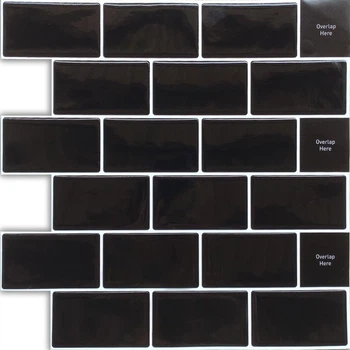 Самоклеющаяся полиуретановая плитка Sticker Wall 305х305х1мм черный кирпич (1186)