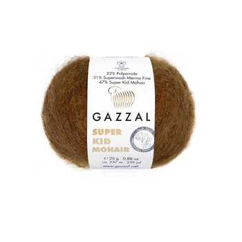 Пряжа gazzal super kid mohair/газзал супер кід мохер 64401 коричневий