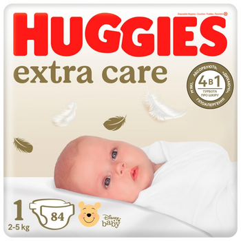 Подгузники Huggies Extra Care 1 (2-5 кг), 84 шт (5029053578057) (152847)