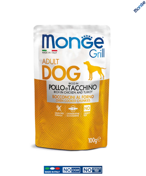 Влажный корм Monge Dog Wet GRILL курица с индейкой 0.1 кг (013116)