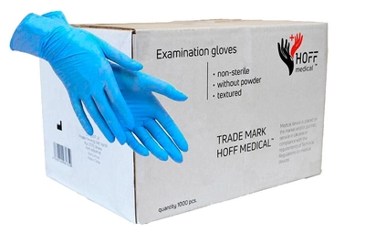Перчатки нитриловые голубые HOFF MEDICAL (10 уп./коробка) Цвет Голубой Размер_S