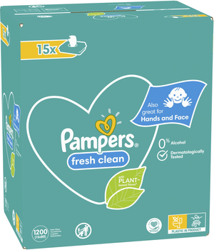 Zestaw Chusteczki nawilżane Pampers Fresh Clean 15 x 80 szt (8001841078496)