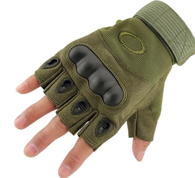 Тактичні безпальні рукавички армійські Tactic військові рукавички із захистом кістяшок розмір ХЛ колір Олива oakley-olive-xl)